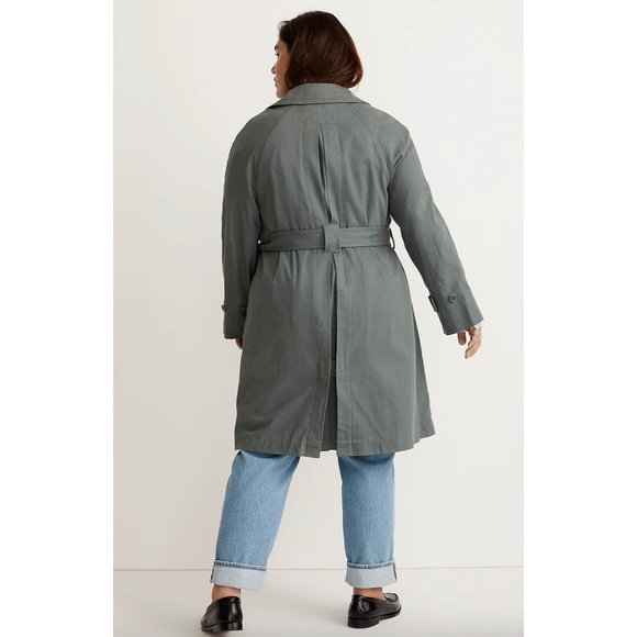 Madewell $188 Plus Textural Trench Coat Size 1X Architect Green NK352 - Picture 4 of 7
